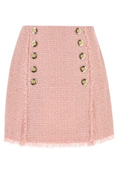 Balmain Short Sequinned Tweed Skirt