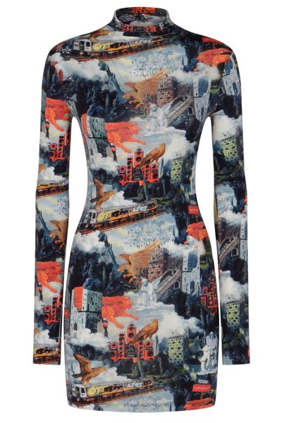 Off-White World Paint Second Skin Mini Dress