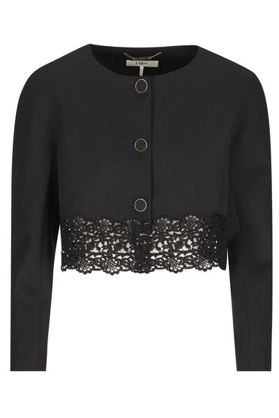 Chloé Cropped Lace-Hem Cropped Cardigan