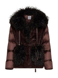Moncler Drawstring Faux Fur Puffer Coat