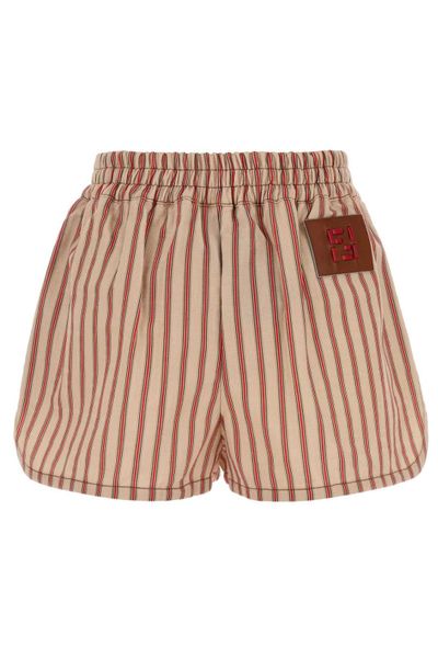 Fendi Striped Logo Patch Shorts