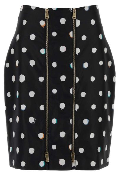 Fendi Falena Dots Printed Double-Zipped Midi Skirt