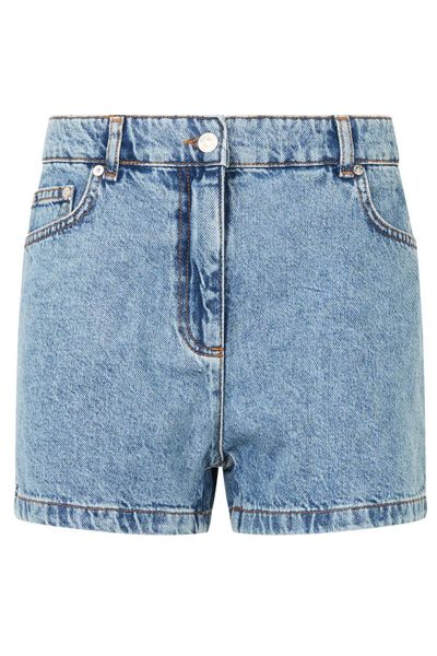 Moschino Logo Patch Denim Shorts