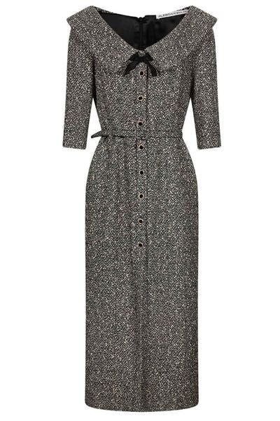 Alessandra Rich Sequin Tweed Off-Shoulder Midi Dress