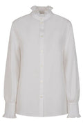 Valentino Ruffled High-Neck Button-Up Shirt