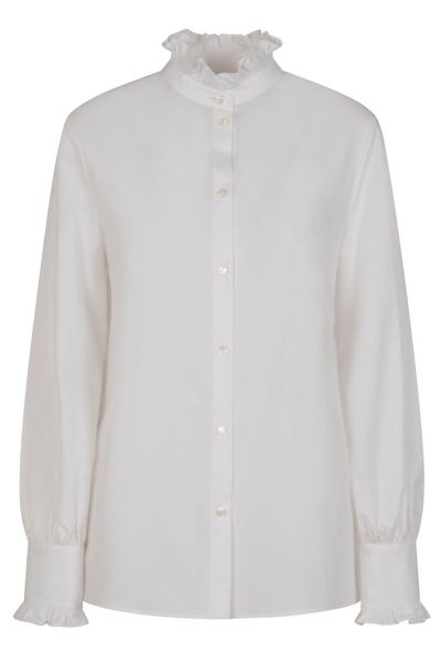 Valentino Ruffled High-Neck Button-Up Shirt
