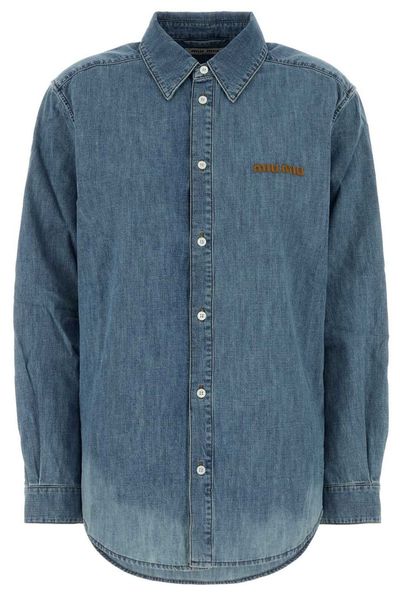 Miu Miu Logo-Embroidered Denim Shirt