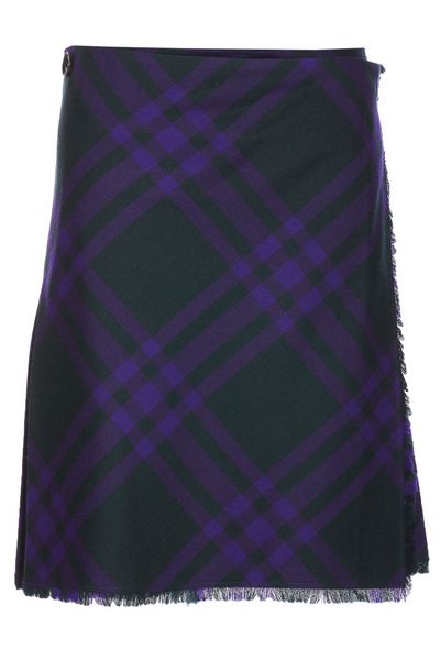 Burberry Vintage Checked Frayed-Edge Skirt