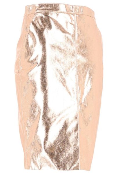 Saint Laurent Metallic Crinkled Pencil Skirt