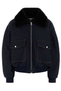 Givenchy Shearling Collar Zip-Up Denim Jacket