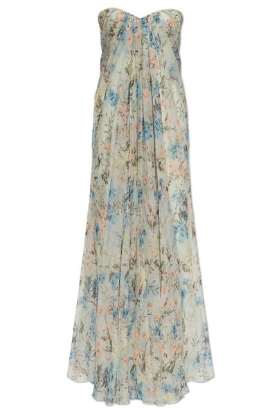 Alexander McQueen Strapless Floral Print Dress