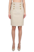 Balmain High-Waist Button-Detailed Midi Skirt