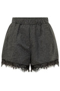 Ganni Pinstriped Lace-Trim Shorts