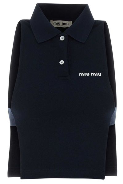 Miu Miu Cropped Sleeveless Polo T-Shirt