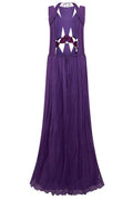 Alberta Ferretti Cut-Out Plissé Long Dress