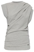 Ganni Logo Plaque Draped Jersey Top