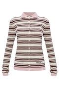 Moncler Striped Long-Sleeved Knitted Polo Top