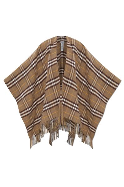 Burberry Checked Fringed Cape