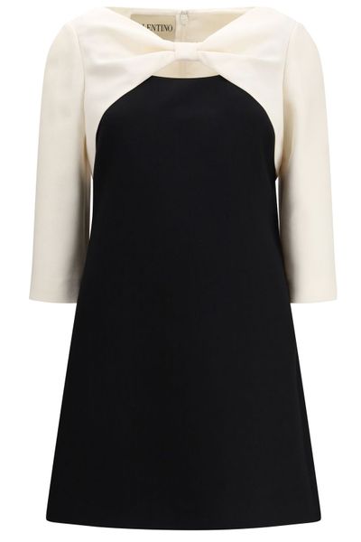 Valentino Bow Detailed Three-Quarter-Sleeved Mini Dress