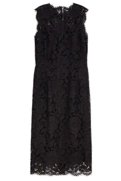 Dolce & Gabbana Floral-Lace Scallop Edge Sleeveless Midi Dress
