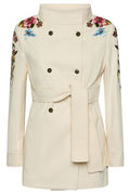 Valentino Floral Embroidered Double-Breasted Denim Jacket