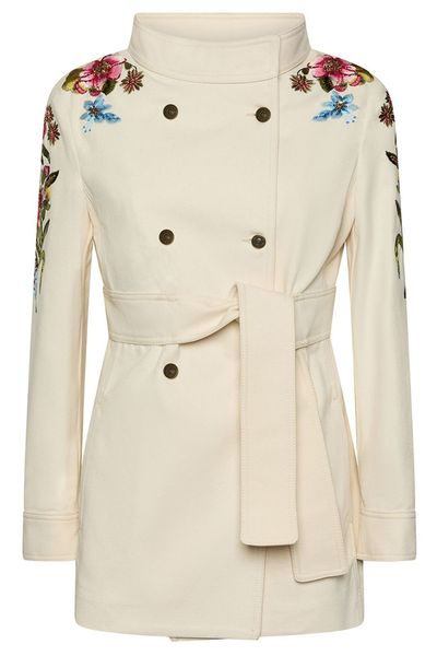 Valentino Floral Embroidered Double-Breasted Denim Jacket
