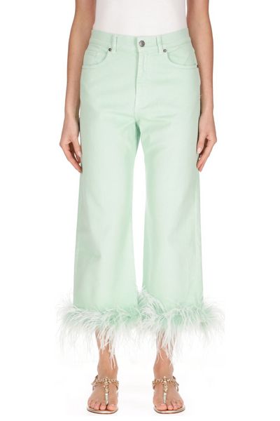 P.A.R.O.S.H. High-Waist Embellished Trim Jeans