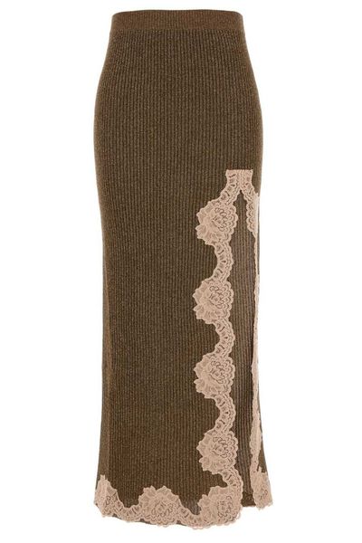 Valentino Lace Trim Knitted Skirt