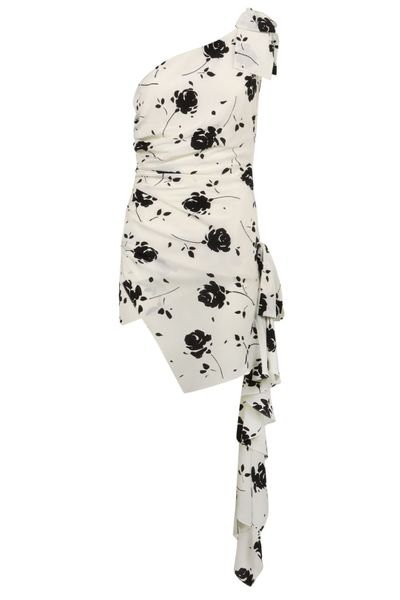 Alessandra Rich Floral-Print Draped Dress