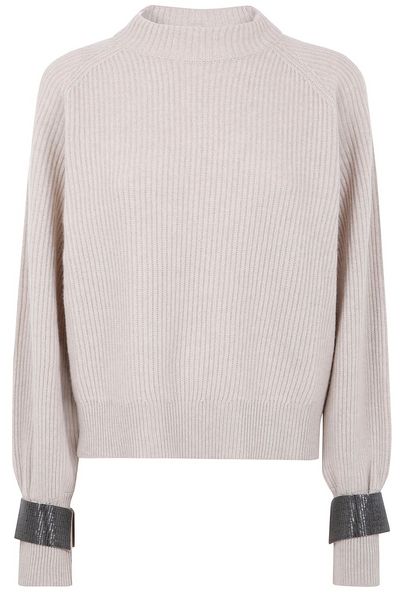 Brunello Cucinelli Embellished Cuffs Crewneck Jumper
