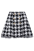 Balmain Button Embellished Houndstooth Tweed Mini Skirt