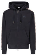 Burberry Check-Trim Zip-Up Drawstring Hoodie