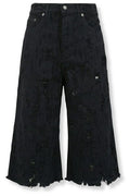 Haikure Distressed Wide-Leg Shorts