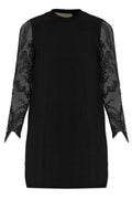 Valentino Lace-Sleeved Crewneck Mini Dress