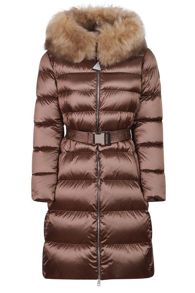 Moncler Leersies Shearling Trimmed Long Down Coat