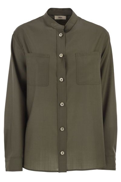 Herno Chest-Pocket Curved Hem Shirt