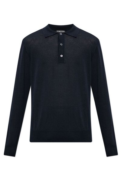 Tom Ford Long-Sleeve Knit Polo Top