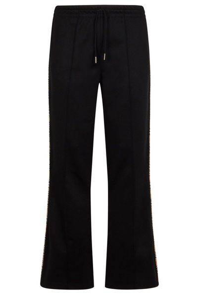 Burberry Checked Trim Drawstring Flared Trousers