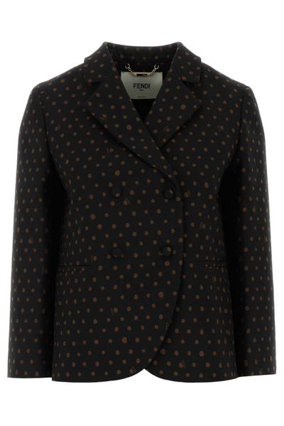 Fendi Double Breasted Falena Dots Printed Jacket