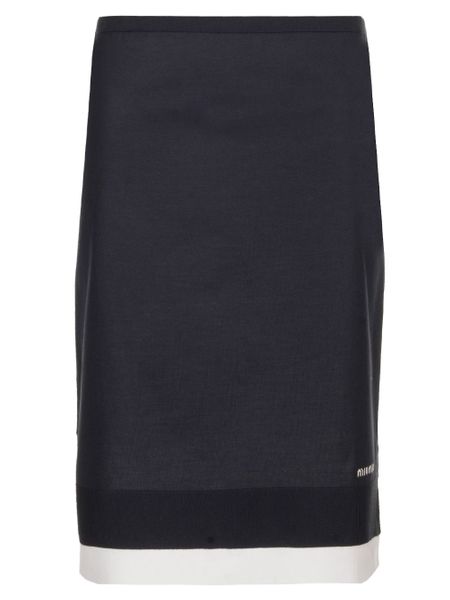 Miu Miu Logo-Intarsia Knitted Pencil Skirt