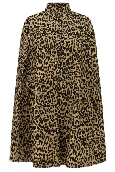 Valentino Leopard Patterned Button-Up Coat