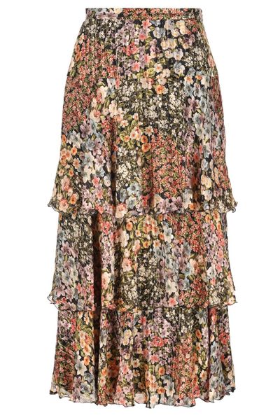 Valentino All-Over Floral Printed Ruffled Skirt