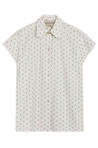 Valentino All-Over Patterned Button-Up Top