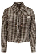 Moncler Gingham Logo Patch Zip-Up Shirt