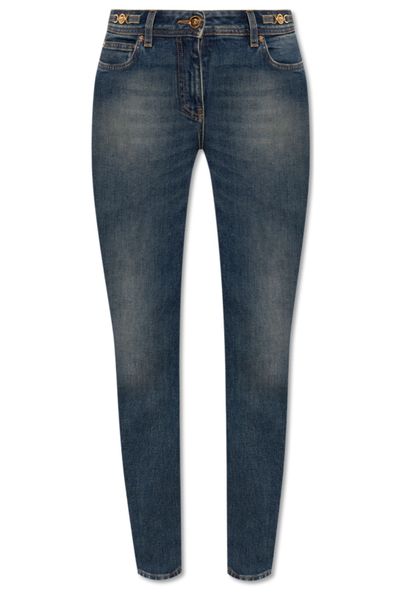 Versace Logo-Patch Tapered Leg Jeans