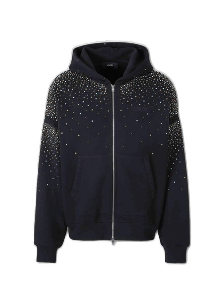 Amiri Logo Plaque Embellished Zip-Up Hoodie
