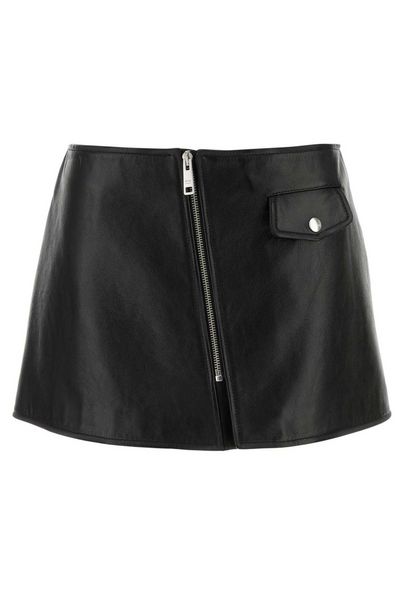 Prada Zip-Up Leather Mini Skirt