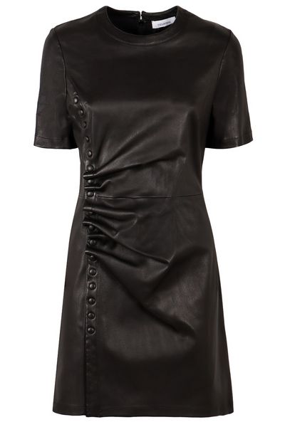 Paco Rabanne Short Gathered Leather Dress