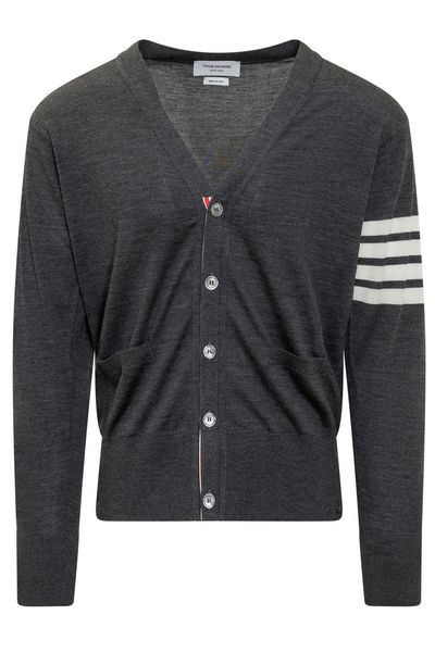 Thom Browne 4-Bar V-Neck Knitted Cardigan