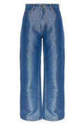 Ganni Metallic-Effect Logo Patch Jeans